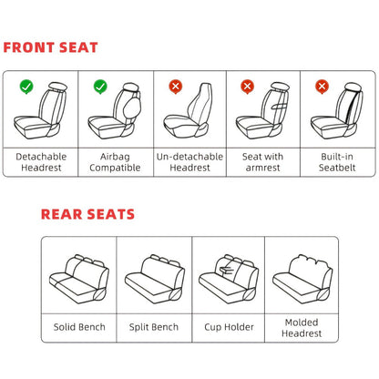 Car Seat Covers PU Leather Full-Coverage Set with Two-Front or Five-Seat Configuration Options