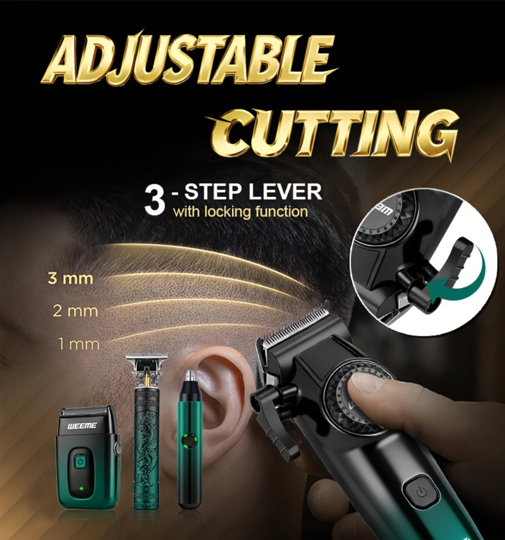 Men's Electric Grooming Kit 4-in-1 – Hair Clipper, Beard Trimmer, Electric Shaver & Nose Hair Trimmer Set, Gradient Design