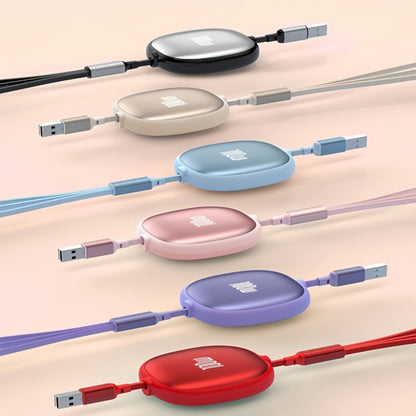 1.2m Retractable Charging Cable with Type-C, Micro USB and Lightning Ends in Six Color Options