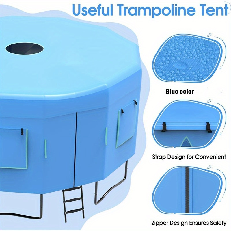Trampoline Tent Canopy with Windows & Sun Protection – Fits 6/8/10/12/14/15/16ft Round Trampoline, Straight Pole Compatible