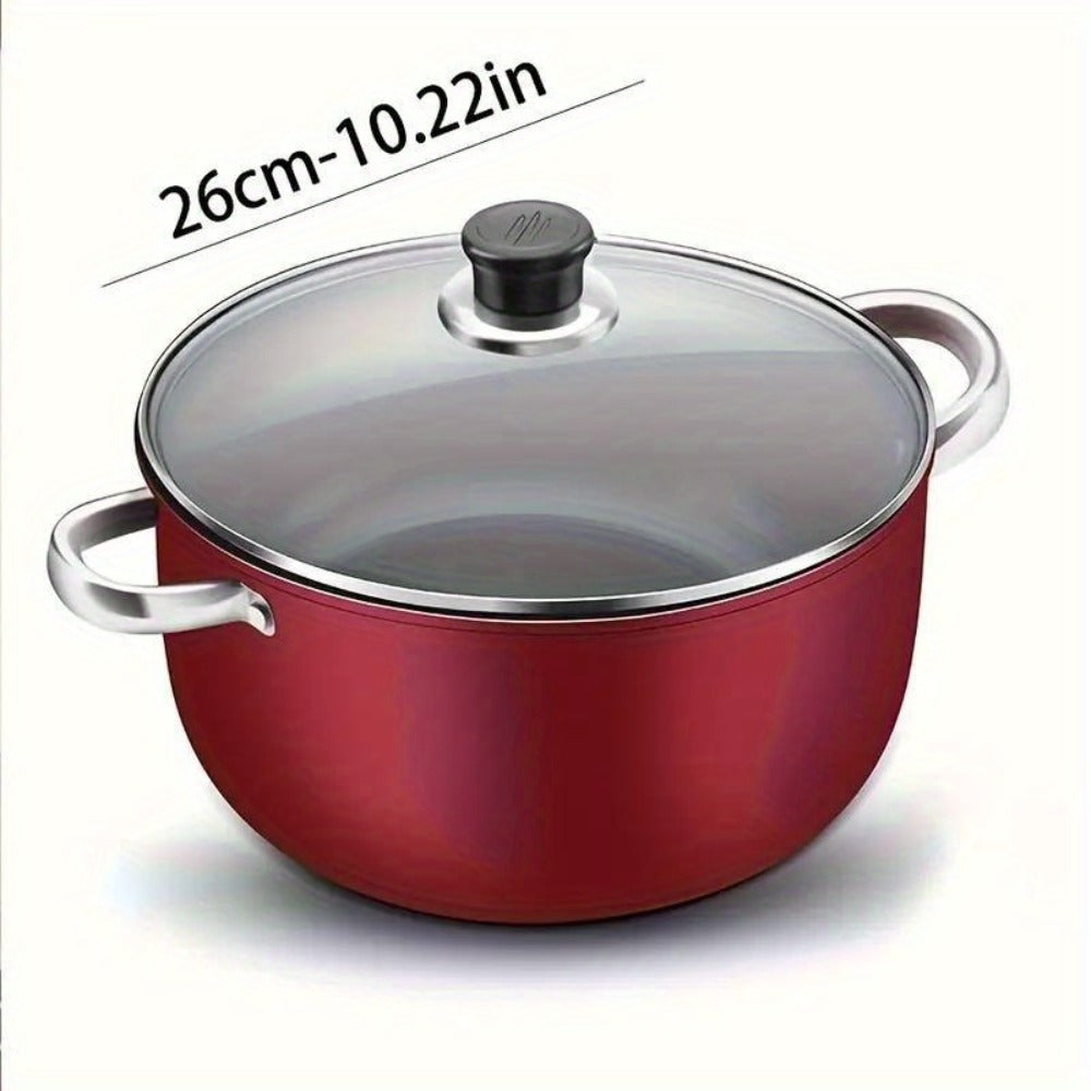 Nonstick Stock Pot with Lid 10 Inch Stone Derived Coating Iron Core Even Heating Induction for Entryways, Bedrooms and Living Spaces