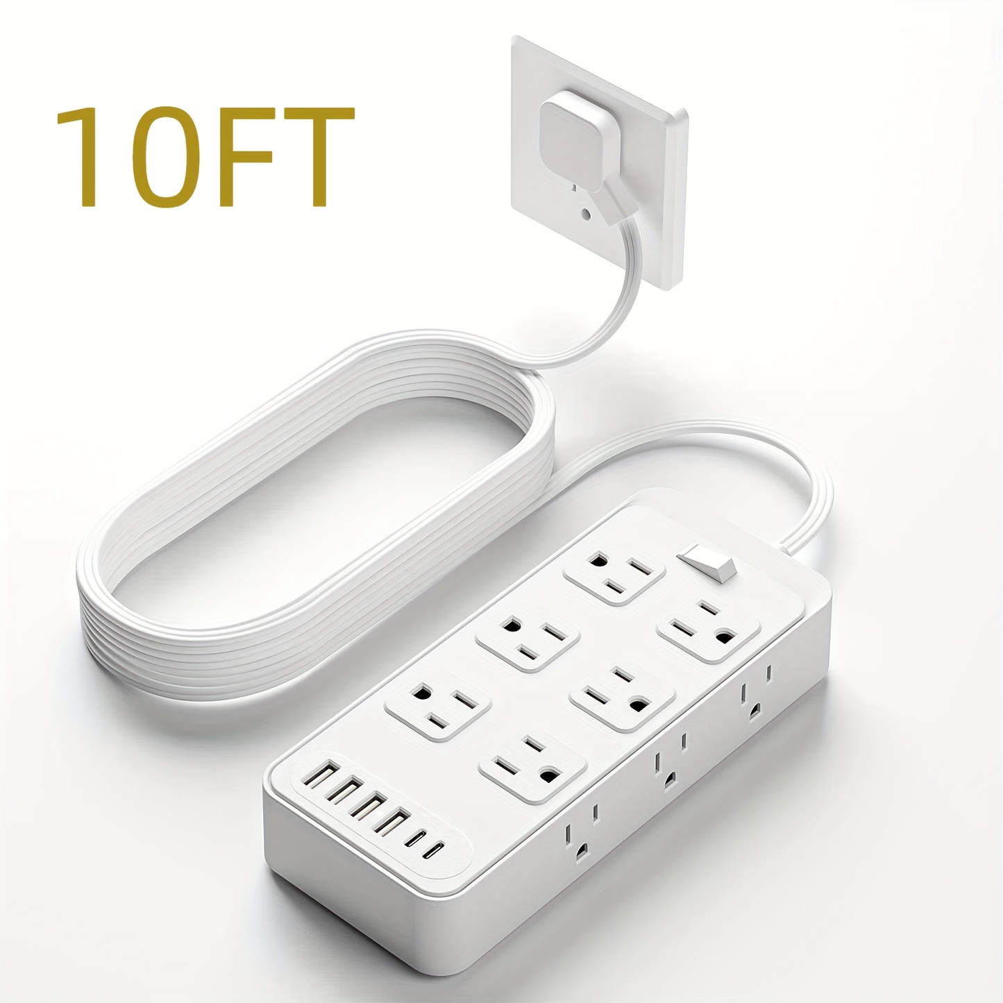 Charging Station 18-in-1 Power Strip Surge Protector 12 AC Outlets 6 USB Ports 4 USB-A 2 USB-C for an Everyday Personal Care Routine