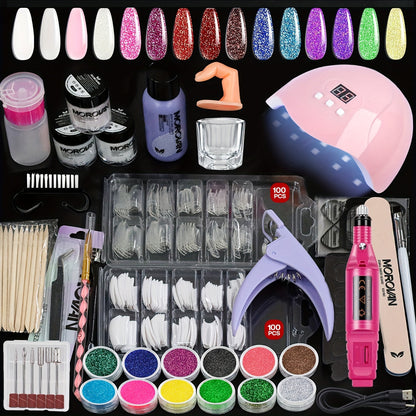 Complete Acrylic Nail Kit with Drill & UV Light for Beginners – Full Starter Set Everything Included for Nail Extensions Sculpting