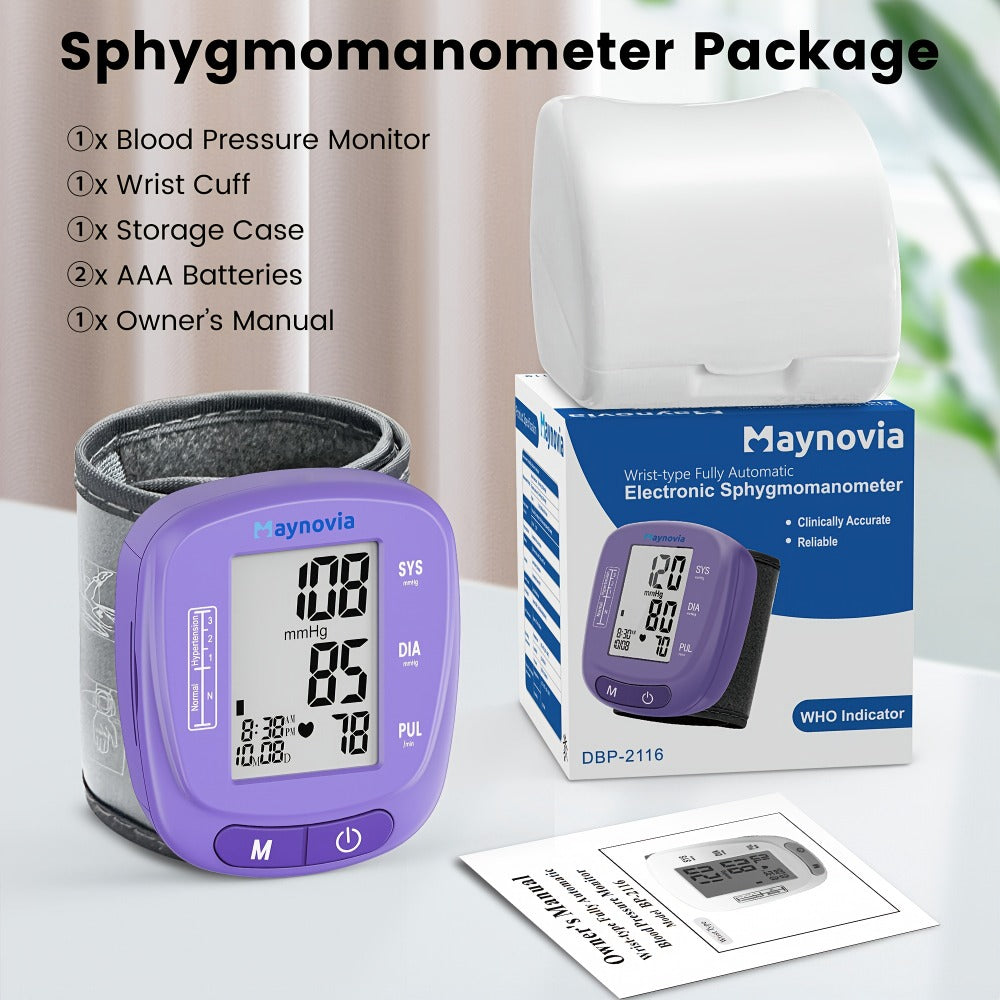 Blood Pressure Monitor Wrist Cuff with Oximeter Fingertip, Digital BP Machine Home Use, 120 Memory