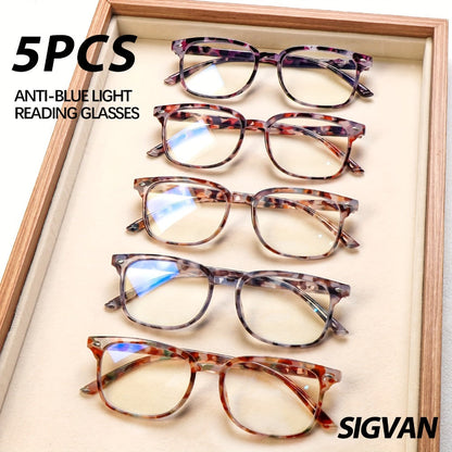 Reading Glasses – Five-Pair Multicolor Reader Set with Adjustable Spring Hinges with Multiple Strength and Color Options