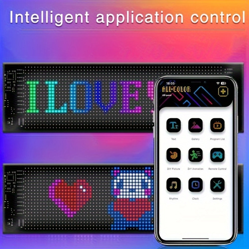 Programmable Flexible LED Matrix Panel Sign, App & Radio Controlled, Dynamic Scrolling Text Pattern & Animation