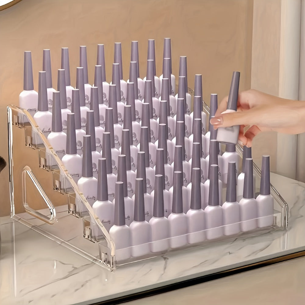 Nail Polish Organizer Acrylic Display Stand 4 Tier Clear Transparent Rack Gel Polish Holder Countertop Storage Shelf for Nail Studio Salon