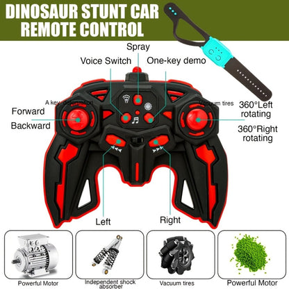 Remote Control Car, Dinosaur Monster Truck with Side Drift, LED Lights, Sound and Spray or No-Spray Options