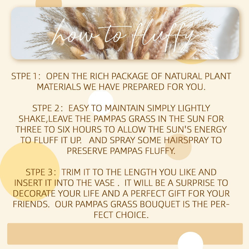 Natural Pampas Grass Decor Bouquet 105/120pcs Boho Dried Floral Arrangement - Centerpiece for Entryways, Bedrooms and Living Spaces