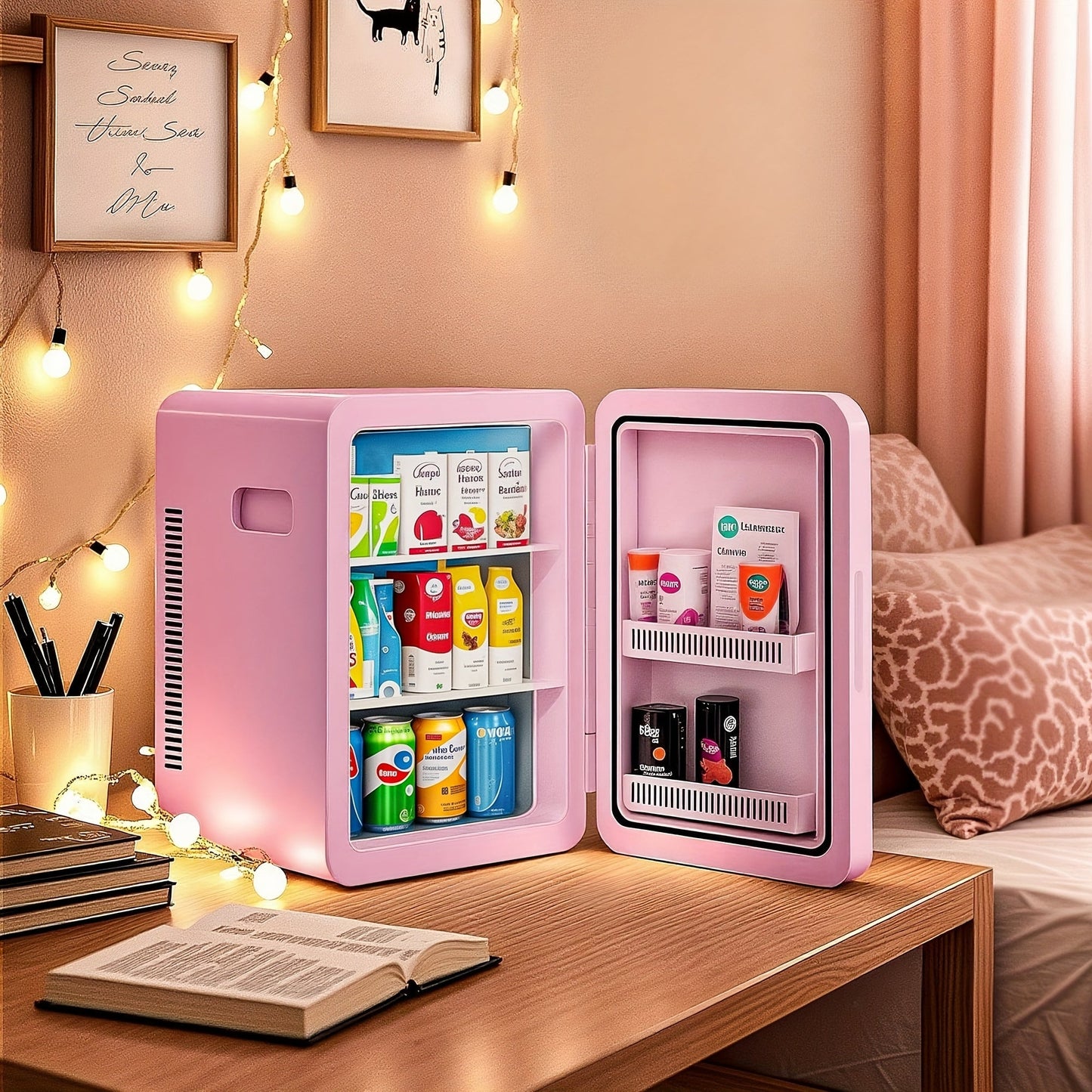 Mini Fridge with Glass Front Door 15.8QT/23.3QT - Portable Cooler and Warmer AC/DC 12V, Small Refrigerator for Bedroom