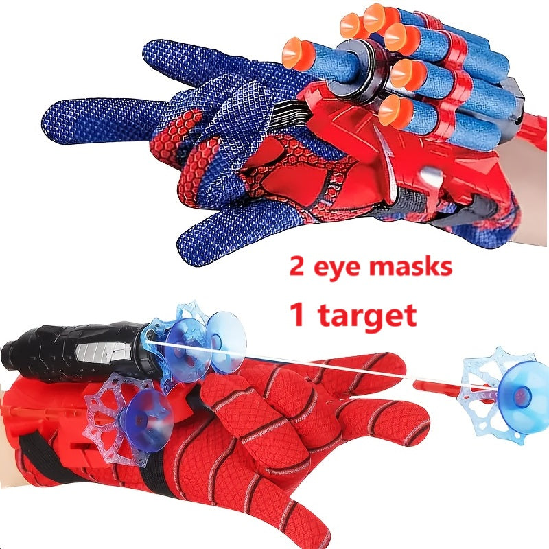 Wrist Spider Web Shooter Toy for Kids & Teens, Superhero Web Launcher Set with Eye Mask Target & Water Gun