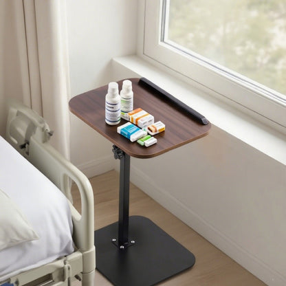 Compact Black Overbed Table with 360-Degree Rotating Top, 53–80 cm Height and 40 x 30 cm Base