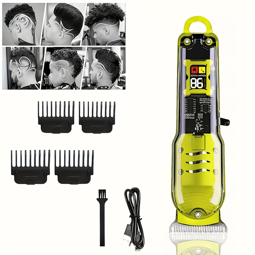 Hair Clipper Kit for Men Cordless USB Rechargeable LCD Screen Beard Trimmer Hair Cutting Set for Entryways, Bedrooms and Living Spaces