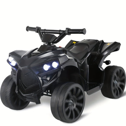 Kids Electric Ride-On ATV 4-Wheeler Quad with LED Headlights Foot Pedal Accelerator Anti-Slip Tires 55 lbs Capacity Outdoor Birthday Gift
