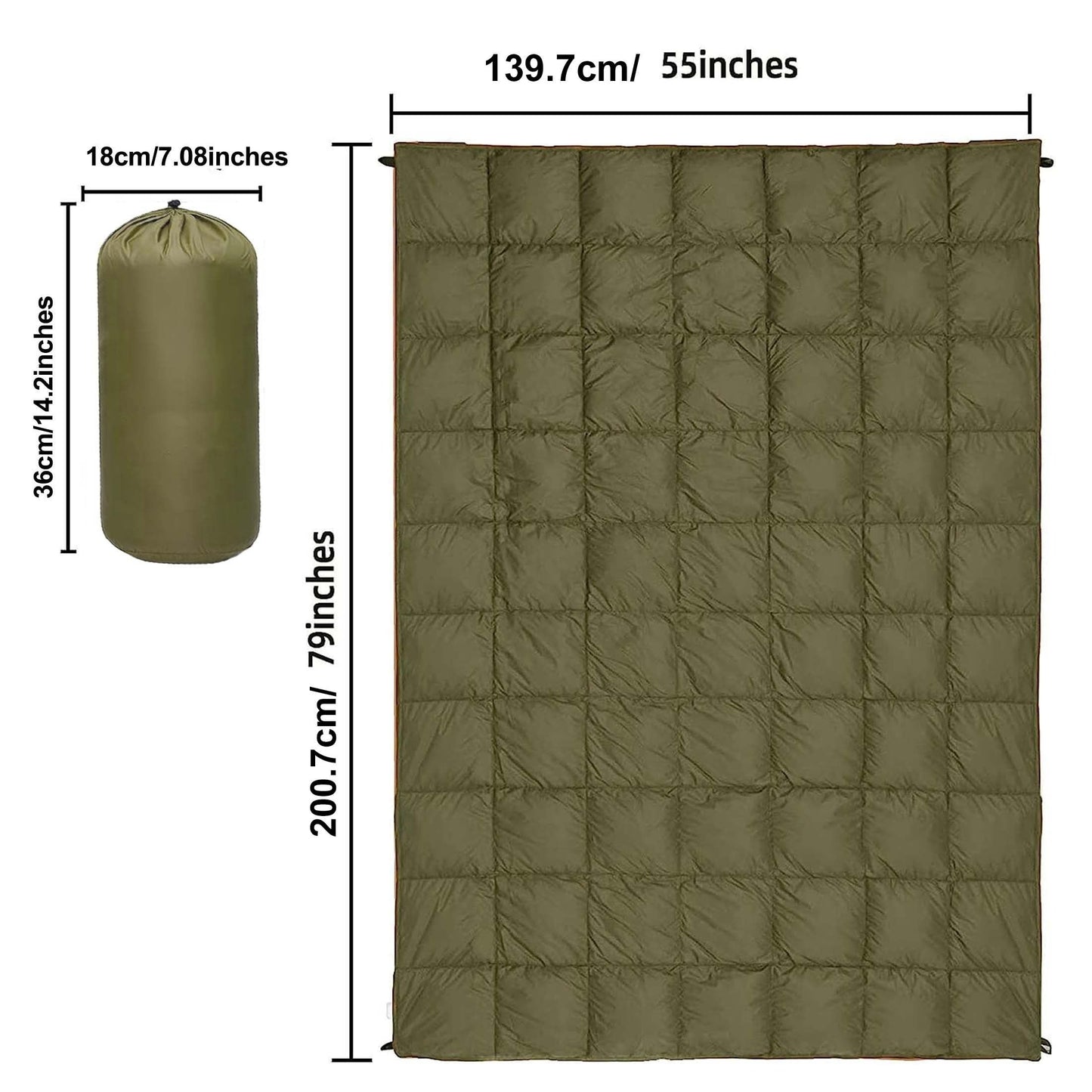 Puffy Camping Blanket Foldable Lightweight Water Resistant with 3D Eye Mask – DWR Coated Outdoor Blanket for Camping, Hiking, Travel, Beach