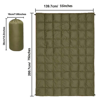 Puffy Camping Blanket Foldable Lightweight Water Resistant with 3D Eye Mask – DWR Coated Outdoor Blanket for Camping, Hiking, Travel, Beach
