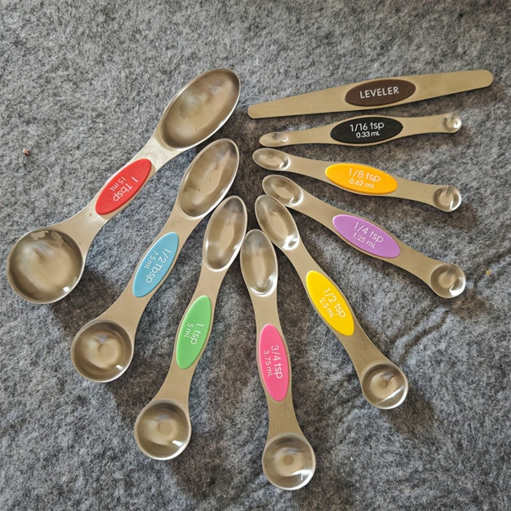 Stackable Measuring Cup and Spoon Sets with 8-, 9- or 17-Piece Black and Colorful Checkout Options