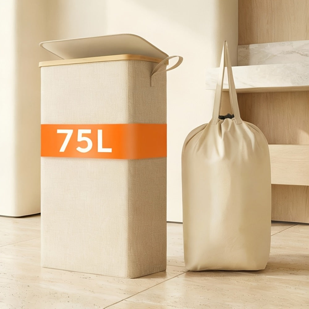 Slim Lidded Laundry Hamper with Removable Bag in Six Colors and 50L, 65L or 75L Options Pictured