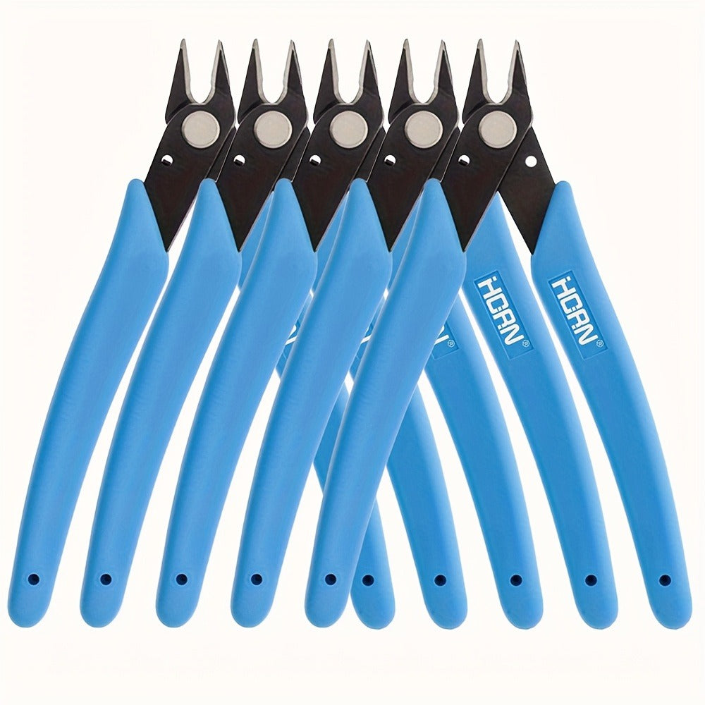 Five-Inch Flush Cut Wire Cutters with Blue Handles and 5- or 10-Piece Checkout Options for Fine Wire Work