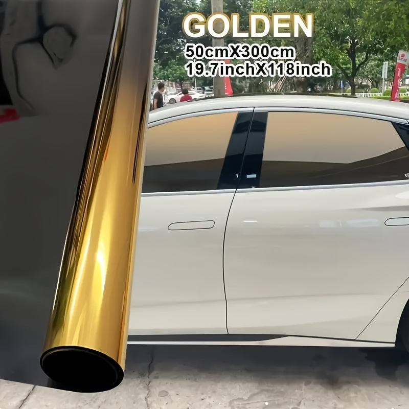 Gradient Window Tint Film 19.7 x 118 Inch – Two-Color Heat Resistant VLT Car Window Film | PET Material | Red, Gold, Green