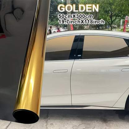 Gradient Window Tint Film 19.7 x 118 Inch – Two-Color Heat Resistant VLT Car Window Film | PET Material | Red, Gold, Green