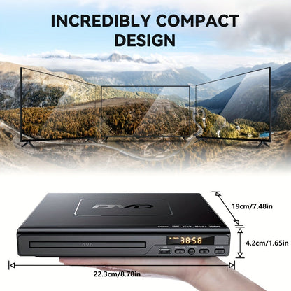 1080P Full Region DVD Player for Elderly, HD AV Output USB Direct Read Smart Error Correction, Easy Home DVD Player with Remote Control