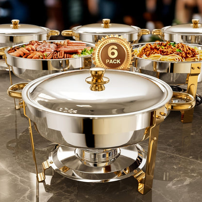 Chafing Dish Buffet Set Stainless Steel Food Warmer 6QT Round Chafer for Catering Events Parties Weddings Banquets