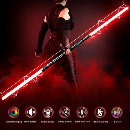 Light Up Dueling Saber 78" with 16 Color Lights & 3 Movie Sounds, 2-in-1 Dark Phantom Sword Single or Double Player