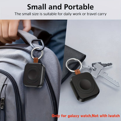 Portable Galaxy Watch-Compatible Charging Case with Keyring, Internal Ring Cradle and Black or White Housing