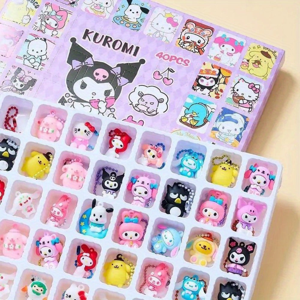 40pcs Kawaii Blind Box Mini Figures & Pendants, Sanrio Mystery Surprise Dolls Set for Parties, Celebrations and Guest Favors