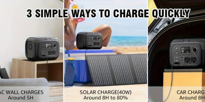 97.68Wh Portable Power Station 120W AC Outlet Power Bank with USB-A USB-C DC Outputs Battery Backup for Camping RV Emergency Home Use Travel