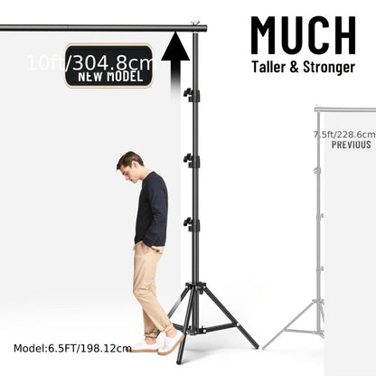 Backdrop Stand Kit 10x10ft Heavy Duty – 2 Adjustable Stands, 4 Crossbars, 4 Clamps & Carry Bag for Photo Studio, Video Shooting