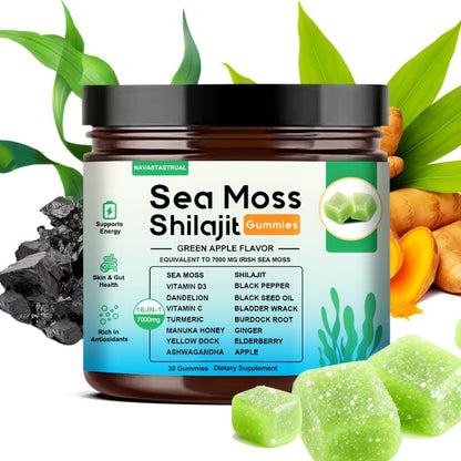 16-in-1 Sea Moss & Shilajit Gummies with Turmeric, Ashwagandha & Black Seed, Plant-Based Immune & Digestive Health Supplement