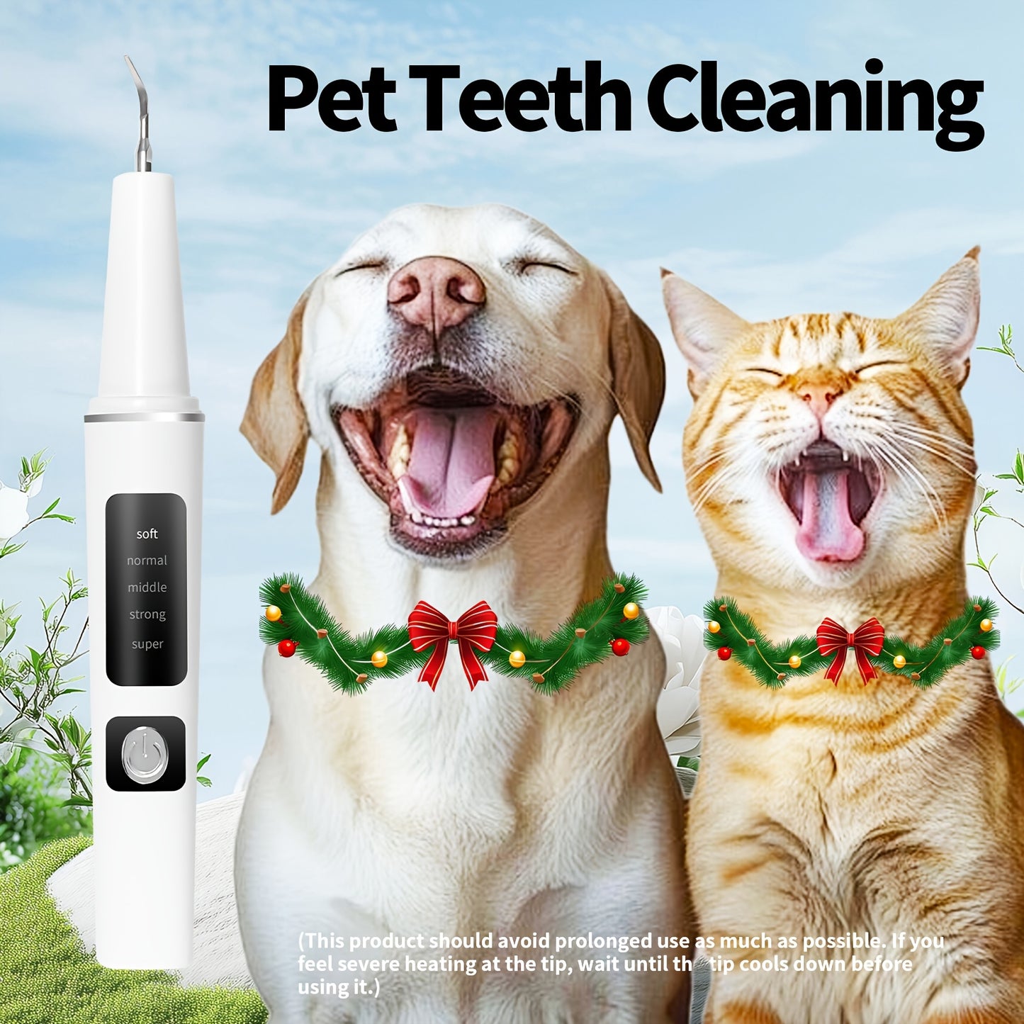Electric Pet Dental Cleaning Kit – USB Rechargeable Cat & Dog Teeth Cleaner, 4 Cleaning Heads & 5 Modes, Removes Stains & Tartar for Cats