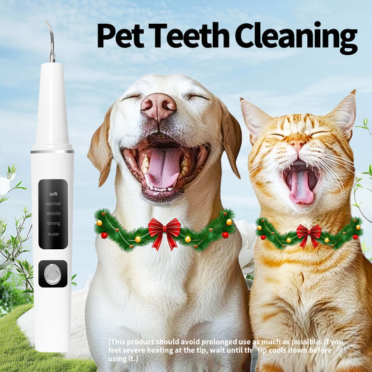 Electric Pet Dental Cleaning Kit – USB Rechargeable Cat & Dog Teeth Cleaner, 4 Cleaning Heads & 5 Modes, Removes Stains & Tartar for Cats