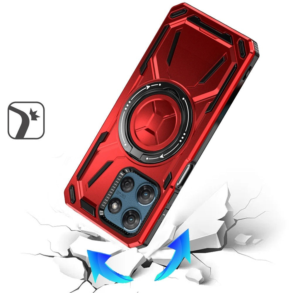Phone Case Ring Stand Cover with Tempered Glass Protector for Moto G Power 5G 2025 in Five Colors