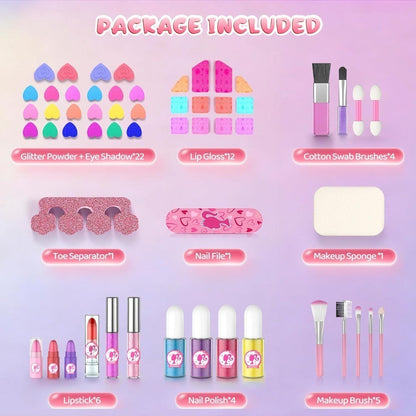 Kids Makeup Kit for Girls, Safe Princess Dress Up Play Set with Real Cosmetics, Purple, Birthday Christmas Gift for Girls Ages 3+