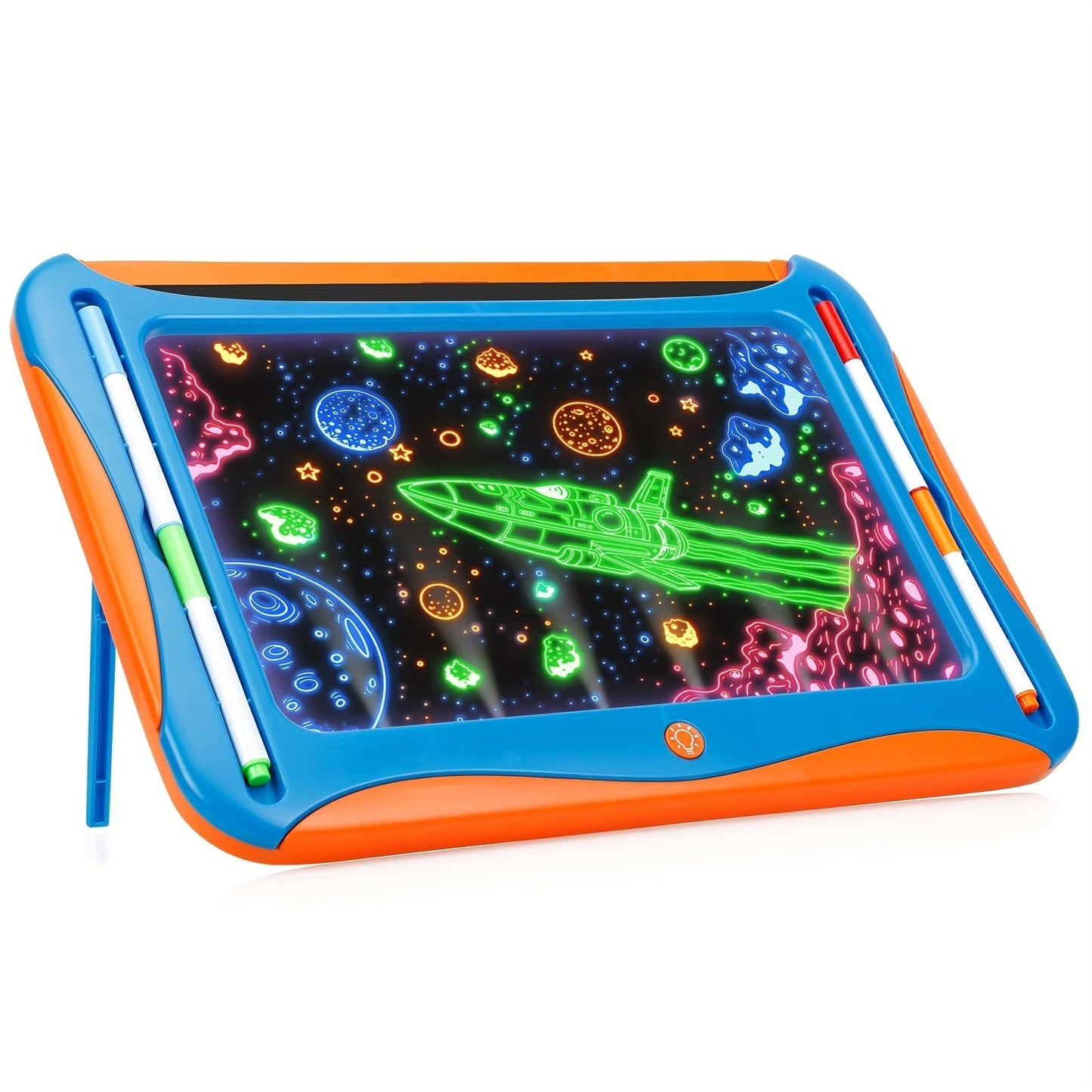 LED Light Up Drawing Board for Kids, 9 Double-Sided Tracing Cards 6 Markers Glow Doodle Travel Art Toy for Girls Boys Ages 3-8