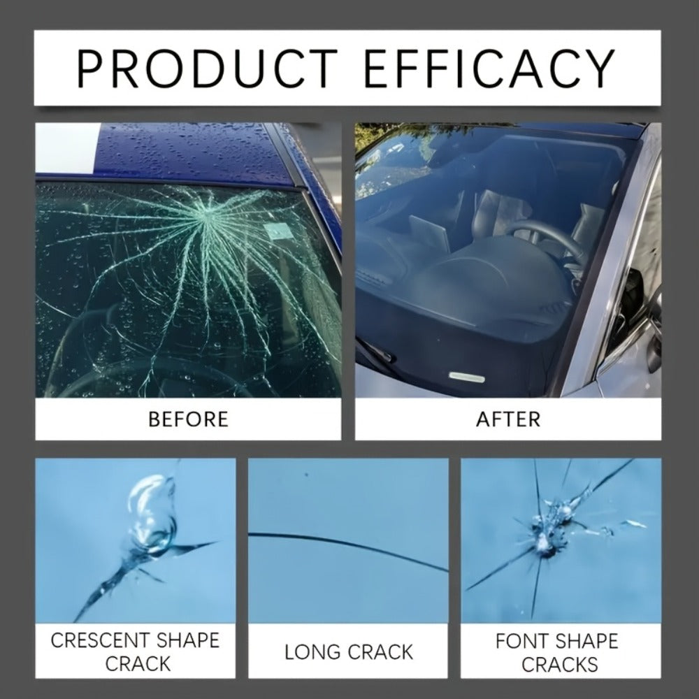 Windshield Repair Kit Nano UV Resin 15-Minute Fix for Bullseye Star Spider Cracks Scratches – DIY Car Glass Crack Repair Fluid with Suction