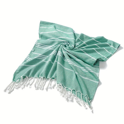 Turkish Striped Beach Towel Oversized 90x180cm 35.5x71in – Quick Dry Lightweight Sand Resistant Shrink Resistant | 10 Colors Blue Grey