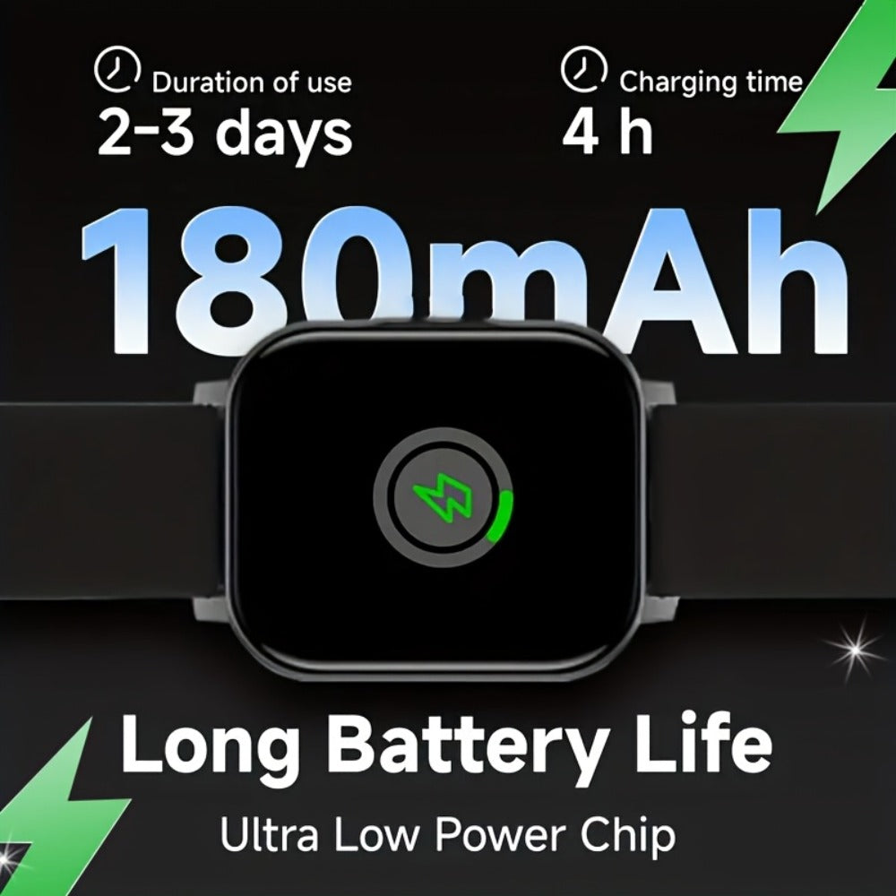 Smart Watch 1.83-Inch Full Touch Display with Wireless Calling, 180mAh Battery and Three-Strap Set