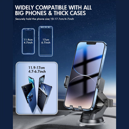 Brass-Tone Wireless Car Charger Mount with Side Clamps, Suction Base and Pictured Air-Vent Clip