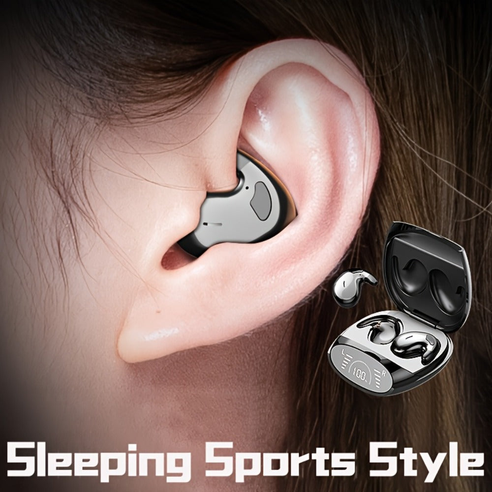 Ultra-Thin Bluetooth 5.3 Sleep Earbuds with Digital Charging Case in Black, Khaki or White