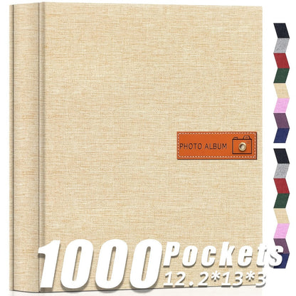 Photo Album 4x6 200 & 1000 Pockets with Label – Linen Hardcover Memory Book for Wedding, Baby, Travel, Anniversary