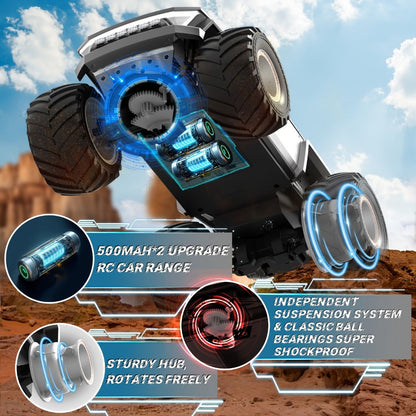 1:12 Scale RC Monster Truck 4WD, Remote Control Cybertruck & Pickup Truck with LED Lights & Sound Effects