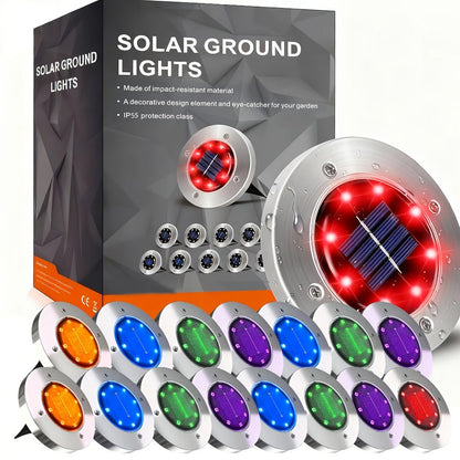 Solar Ground Lights Outdoor LED Path Lights - Stainless Steel In-Ground Solar Lights for Lawn Driveway Courtyard Garden Pathway