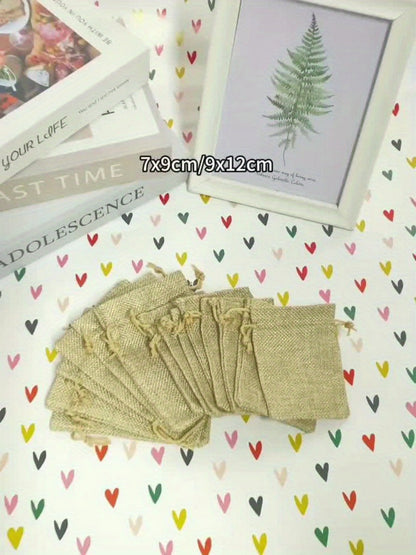 Natural Jute Drawstring Bags 50pcs – Multipurpose Gift Pouches for Party Favors, Wedding, Packaging & Storage