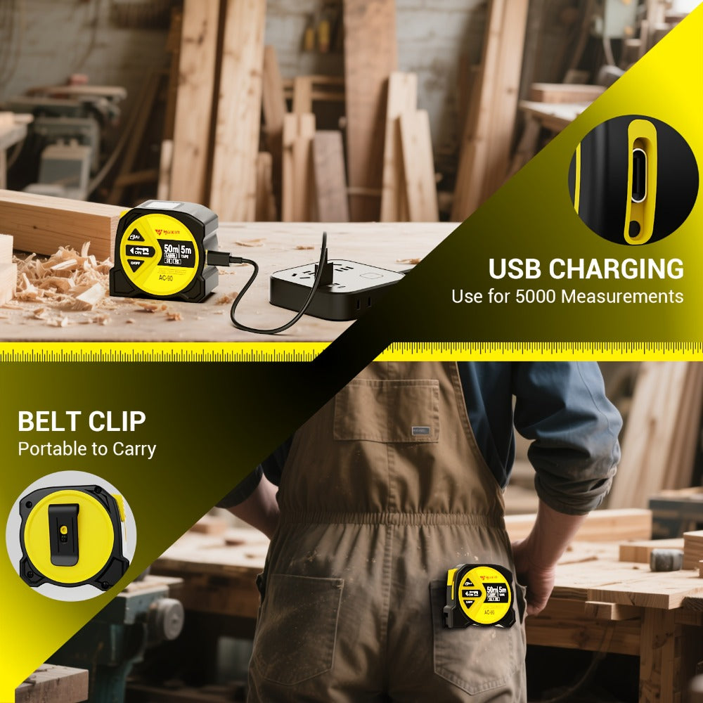 Laser Tape Measure 3-in-1 Digital Distance Meter 50M 165ft High Precision Infrared for Entryways, Bedrooms and Living Spaces