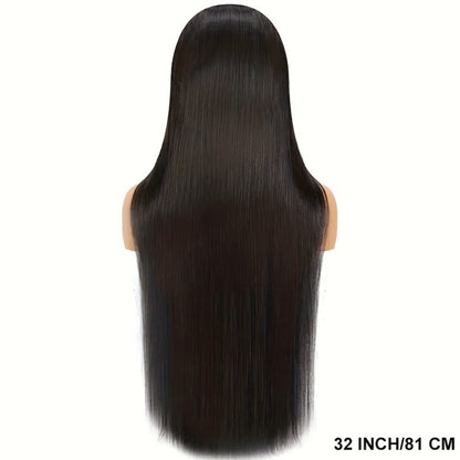 Straight Human Hair Wig with 4x4 Lace Closure, Center Part and Black 16–36 Inch Length Options