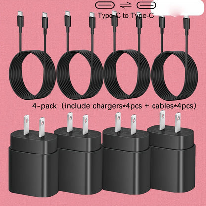 4-Pack USB-C Fast Charger with 4FT Cable Set, Super Fast Charging Compatible with Samsung Galaxy S23 S22 S21 Note Series, iPhone 15